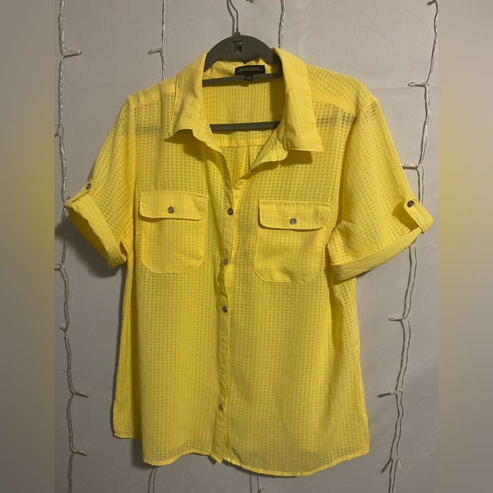 Notations Yellow Casual Button-Down Shirt